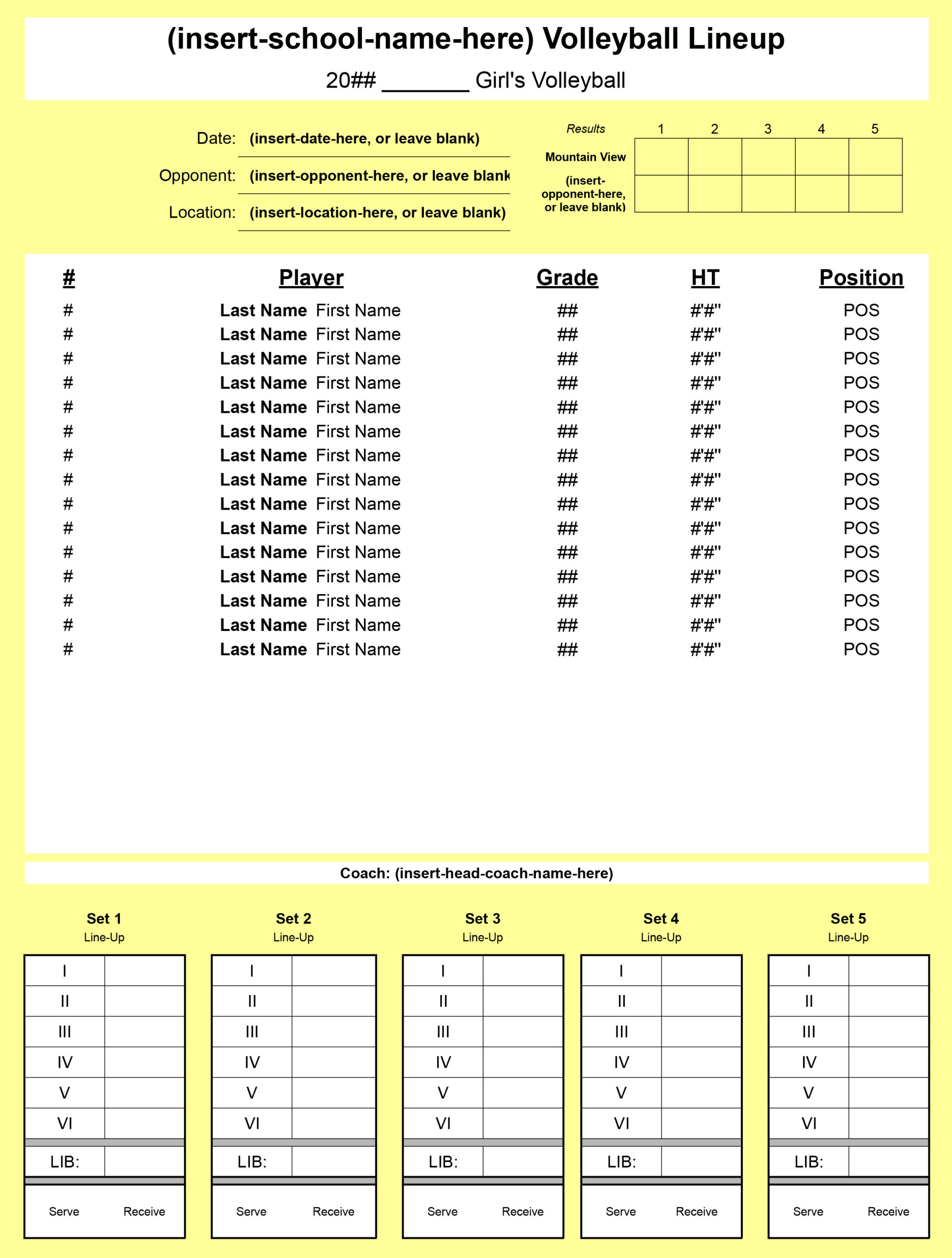 Free Volleyball Lineup Sheet | Templates and Tips